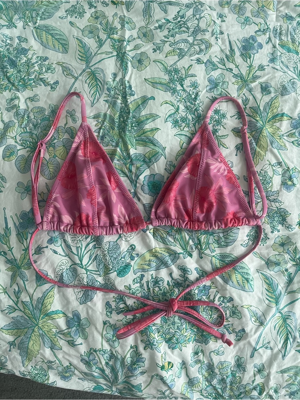 PacSun Pink Floral Triangle Bikini Top